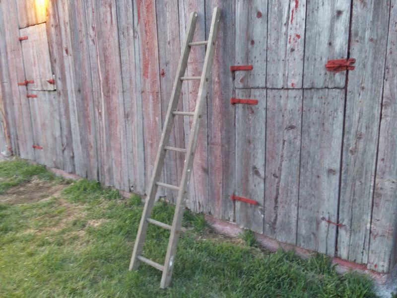 ladder against barn